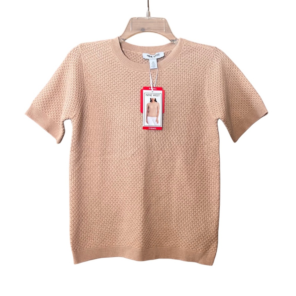 New with tags Nine West short-sleeve sweater top in a versatile neutral beige
